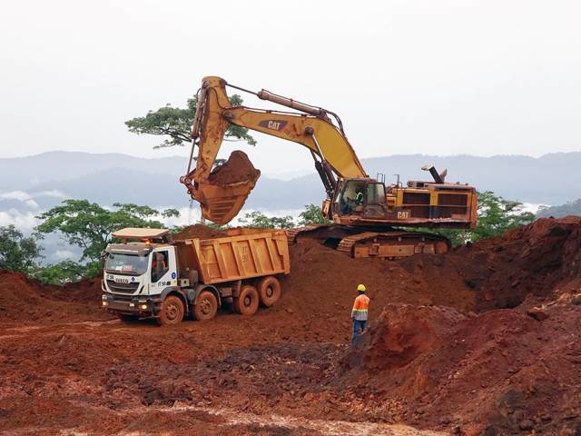 Iveco AD410T44H 8x4 Cantoni tipper trucks at work in West Africa.