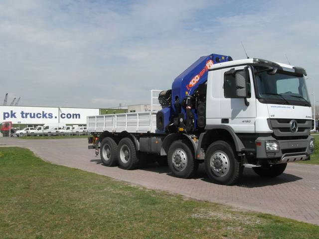 Mercedes-Benz Actros 4150 8x8 100t. PM crane with flatbed.